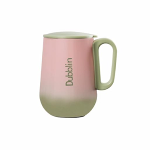 DUBBLIN Rugby Stainless Steel Unbreakable Tea Coffee Mug Double Wall with Handle and Lid, Wide Mouth Mug Keeps Beverages Hot & Cold 270 ML